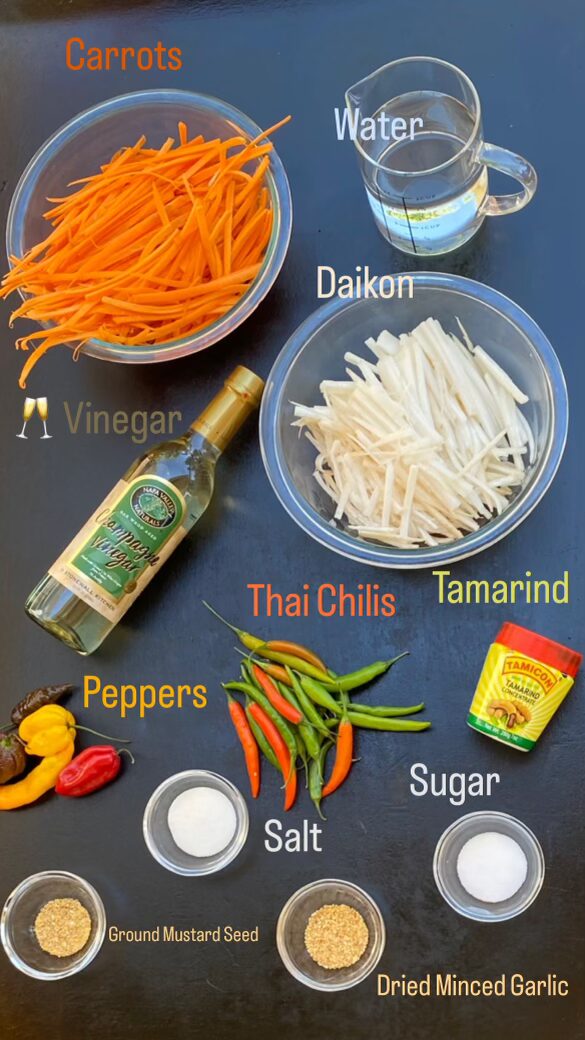 Pickled Carrots and Daikon with Tamarind - Ingredients