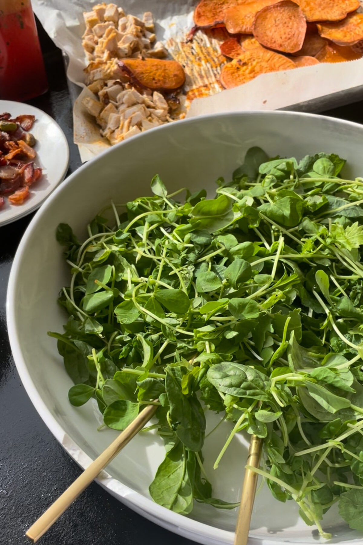 Thanksgiving Leftovers Salad - Ingredients Layering