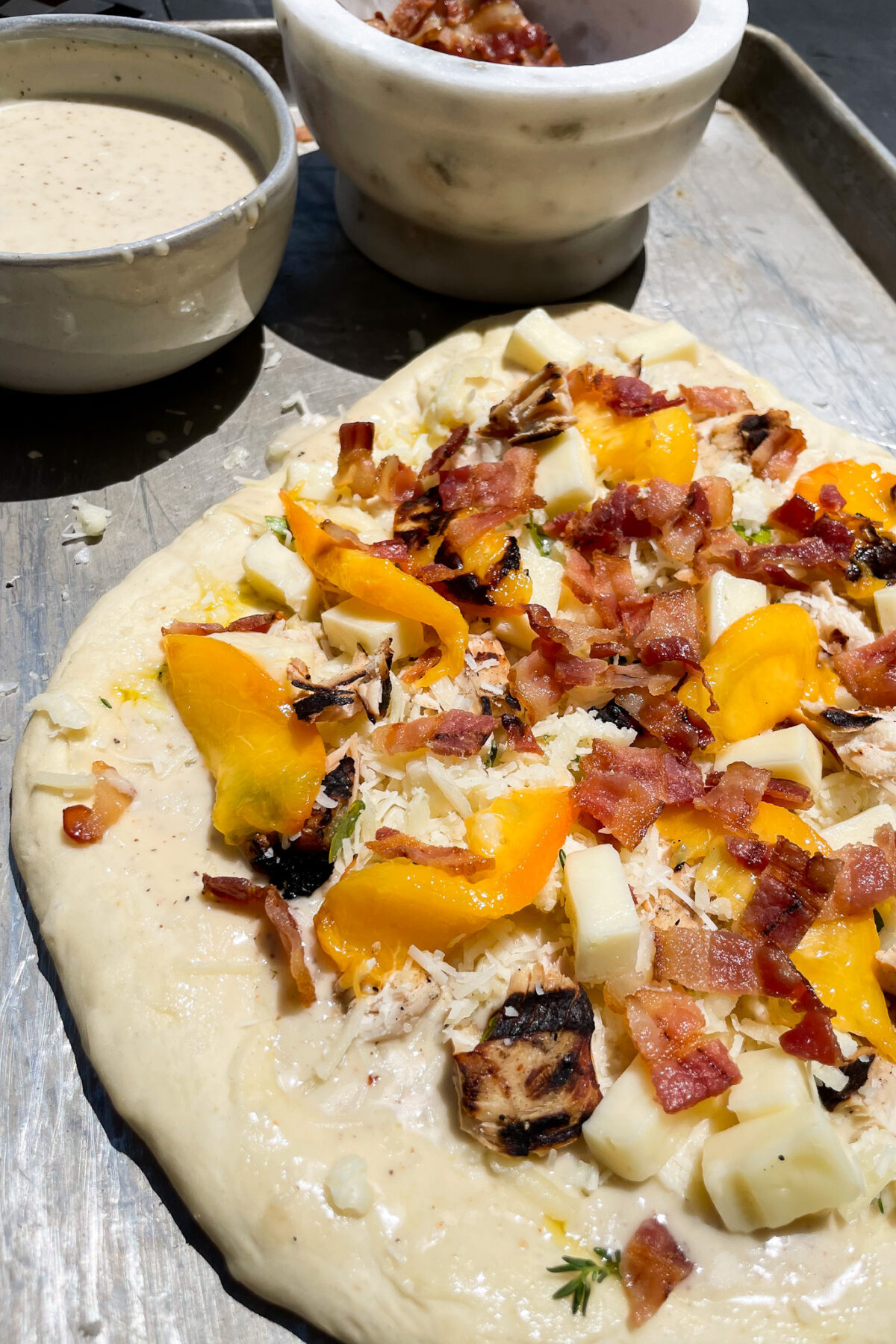 White Barbecue Chicken Peach Pizza - Method V5