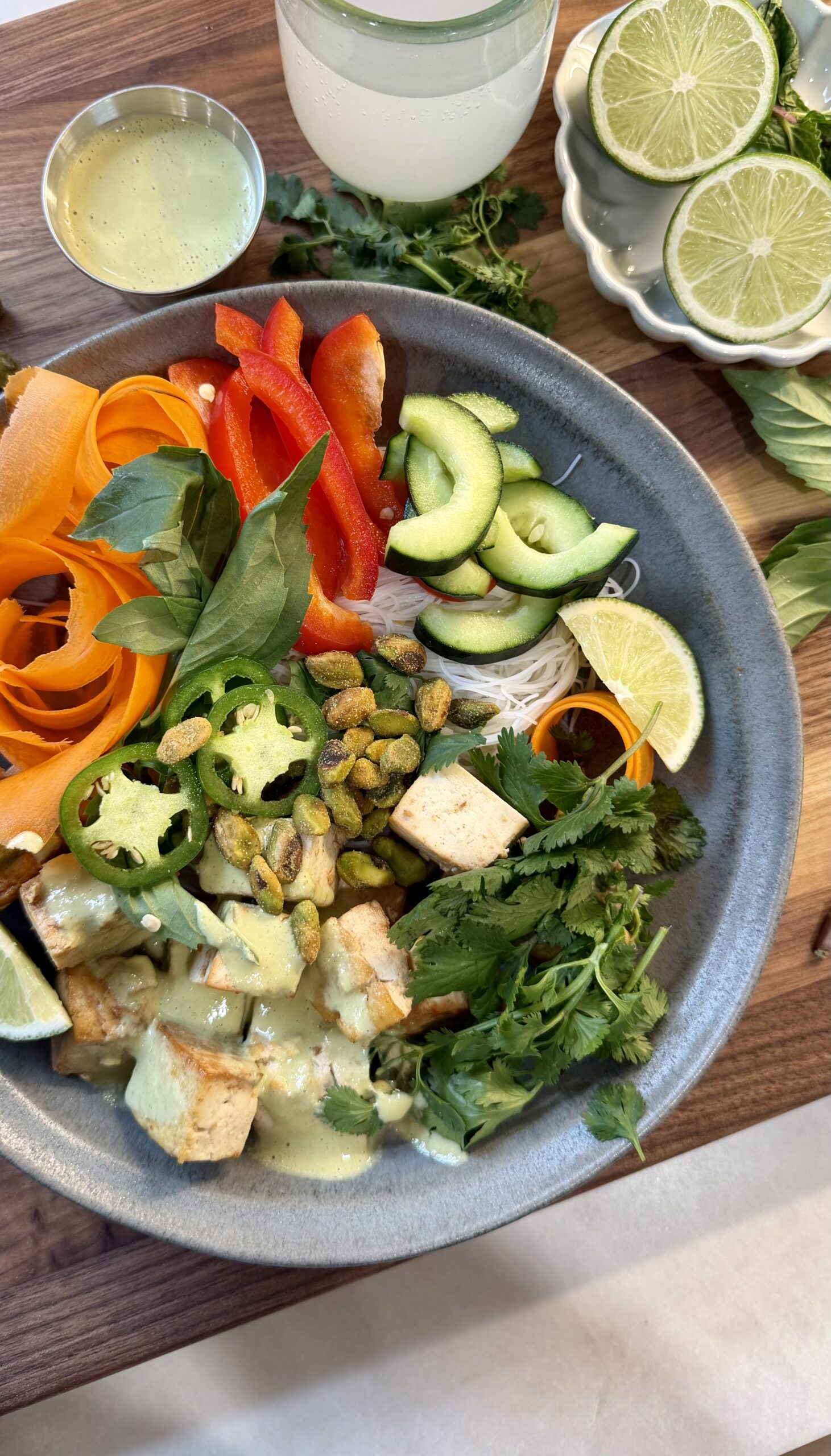 Tofu Spring Roll Bowl with Cashew-Lime Dressing - Cover - Drink Pairing