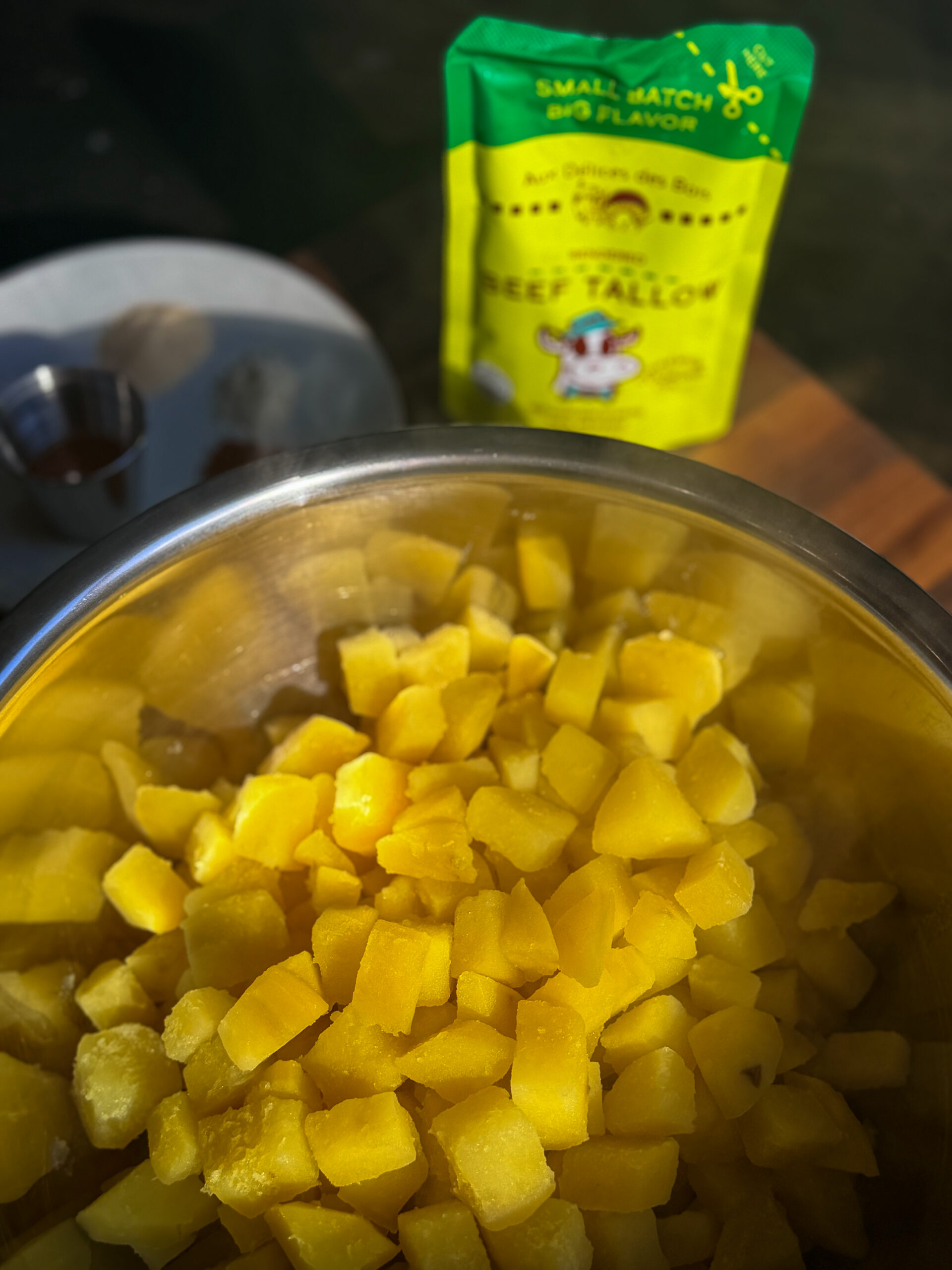 Crispy Beef Tallow Potatoes with Spicy Boursin Dip - In Process